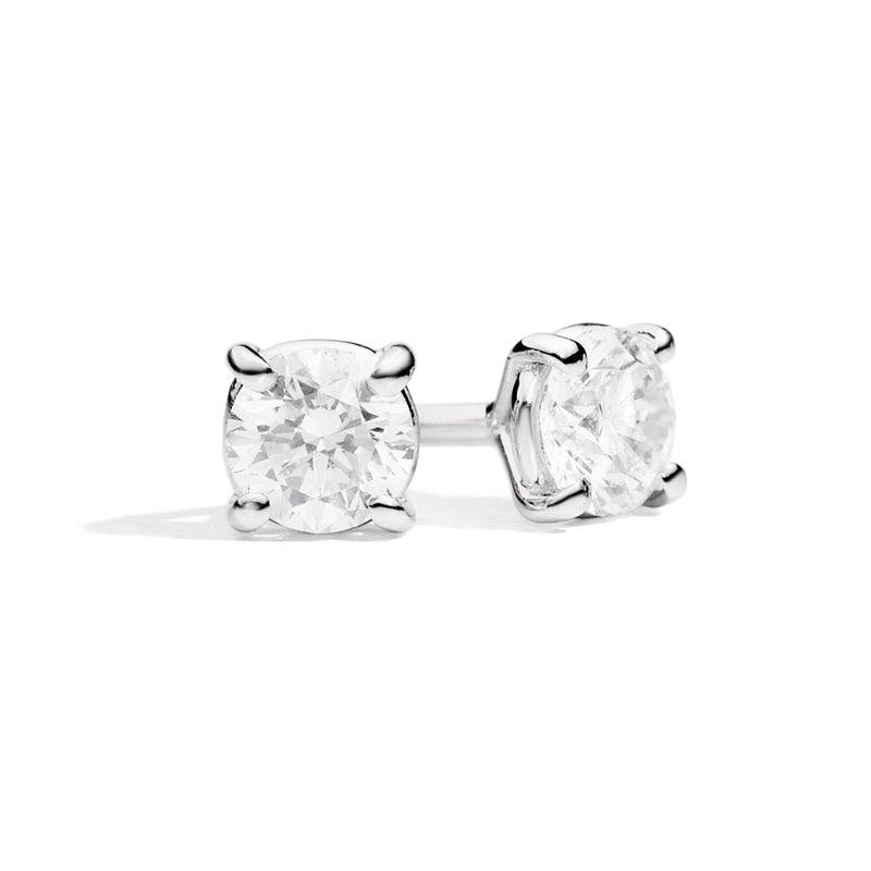 MAFALDA Round pronged diamond stud earrings 18 Kt white gold and diamonds