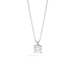 MAFALDA Round pronged solitaire necklace 18 Kt white gold and diamonds