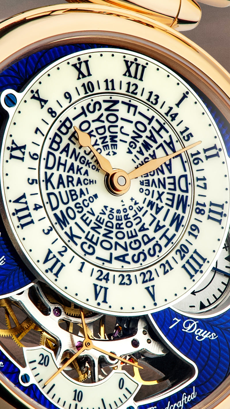 Orbis Mundi Red Gold Blue Guilloché