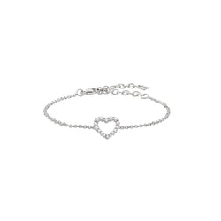 ANNIVERSARY Bracelet with chain and bezel-set heart 18 kt white gold and diamonds 0.22ct