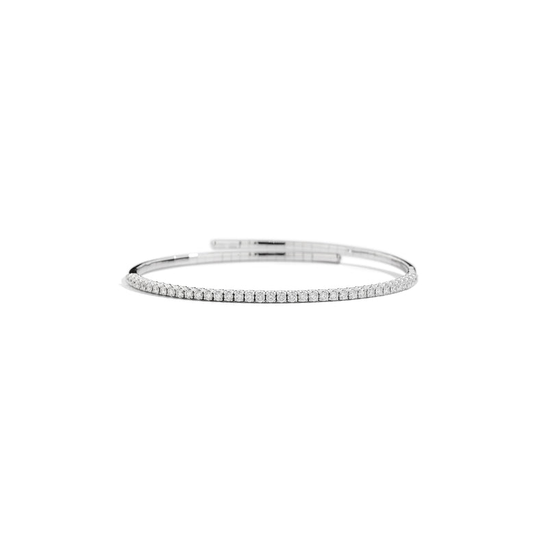 ANNIVERSARY Bangle with harmonious gold spring, 18 Kt white gold and brilliant-cut diamonds