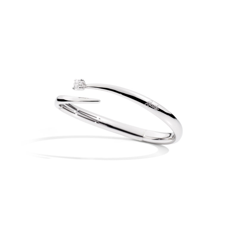 ETERNITY Sprung solitaire bangle 18 Kt white gold and diamond