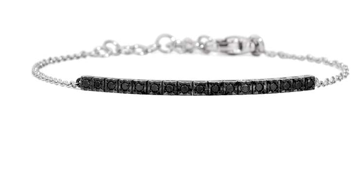 FACE CUBE Tennis Bracelet with chain 18 kt white gold and black diamonds