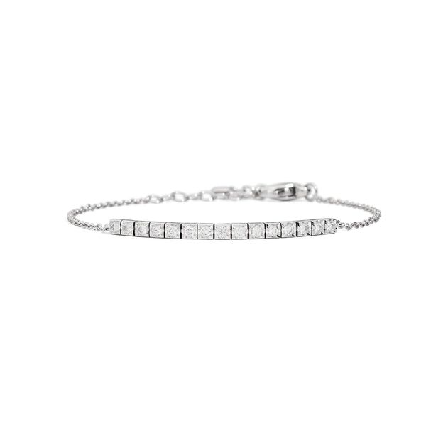 FACE CUBE Tennis Bracelet with chain 18 kt white gold and diamonds