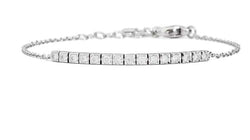 FACE CUBE Tennis Bracelet with chain 18 kt white gold and diamonds