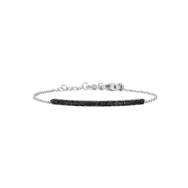 FACE CUBE Tennis Bracelet with chain 18 kt white gold and black diamonds