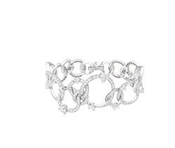 ANNIVERSARY LOVE Bracelet with overlapping circles 18 kt white gold, brilliant-cut round and heart shape diamonds 6.49ct