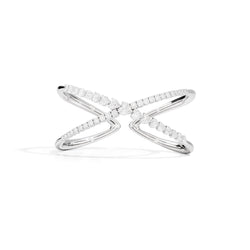 ANNIVERSARY LOVE Crossover bracelet with double spring 18 kt white gold, brilliant cut heart-shaped and round diamonds 6.81ct