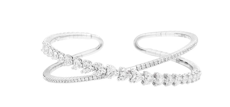 ANNIVERSARY LOVE Incrocio bracelet  18 kt white gold, brilliant-cut heart and round shape diamonds