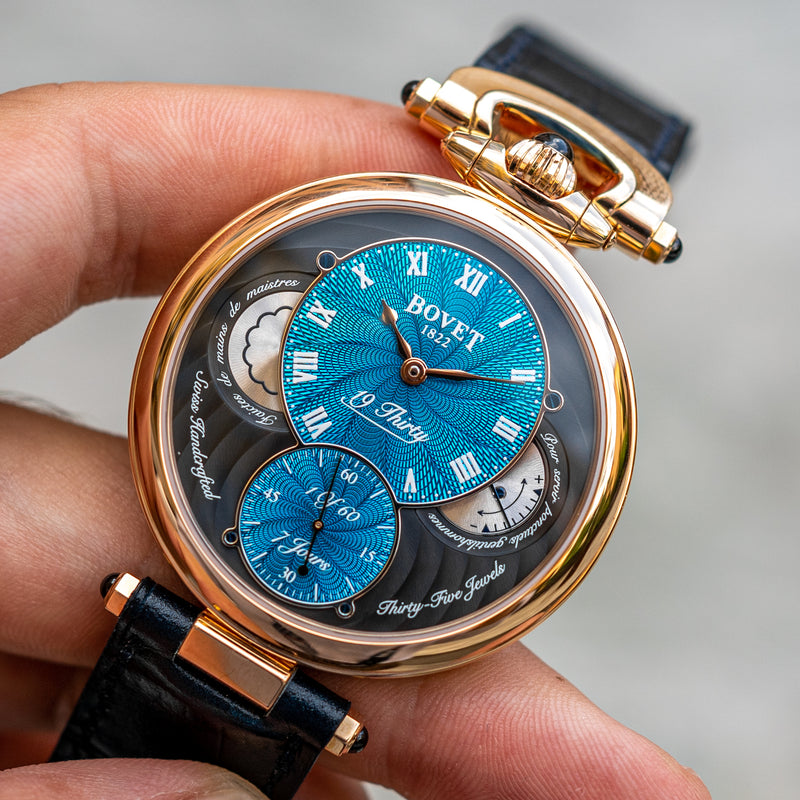 19 Thirty Turquoise Guilloché Red Gold