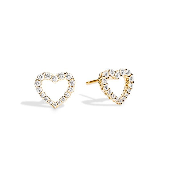 ANNIVERSARY Stud heart shape earrings 18 kt yellow gold and diamonds