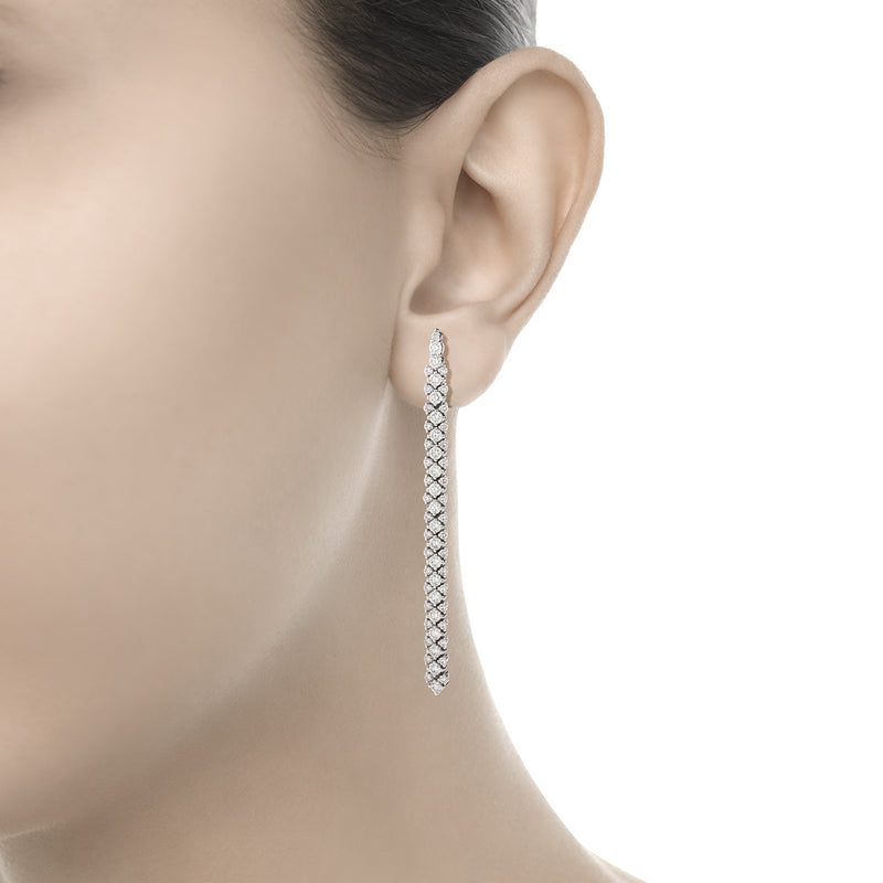 ANNIVERSARY Pavé drop earrings 18 Kt white gold and diamonds Length 5 cm