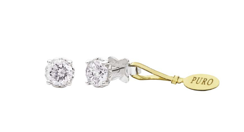 ANNIVERSARY PURO Diamond stud earrings 18 Kt white gold and IF clarity diamond