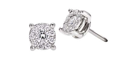 NODO D’AMORE Diamond stud earrings 18 Kt white gold and diamonds