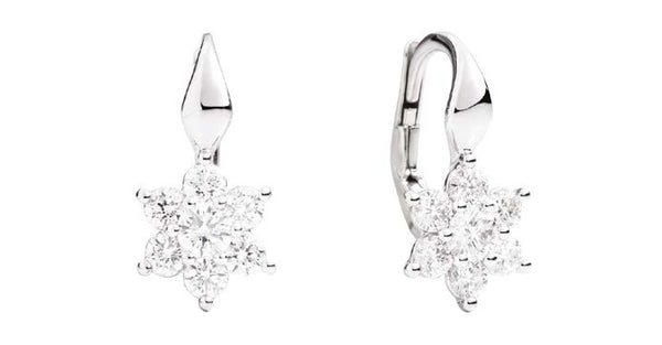 BOUQUET Rose clasp earrings 18 Kt white gold and diamonds