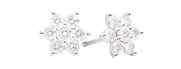 BOUQUET Rose earrings 18 Kt white gold and diamonds
