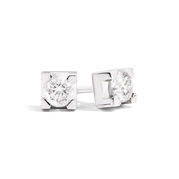 MARIA TERESA Square pronged diamond stud earrings 18 Kt white gold and diamond