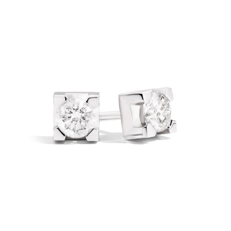 MARIA TERESA Square pronged diamond stud earrings 18 Kt white gold and diamond