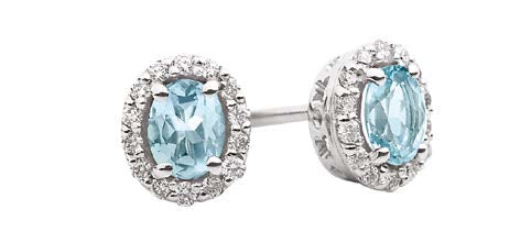 IRIS Coloured earrings 18 Kt white gold, diamonds and oval aquamarines