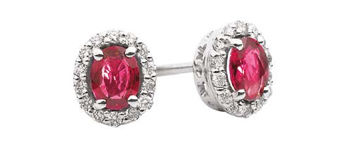 IRIS Coloured earrings 18 Kt white gold, diamonds and oval rubies