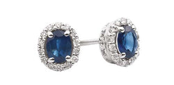 IRIS Coloured earrings 18 Kt white gold, diamonds and oval sapphires