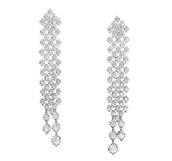 FACE ROUND Drop hinged 3-row earring 18 kt white gold and diamonds 1.67ct