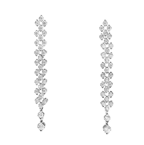 FACE ROUND Drop hinged 5-row earring 18 kt white gold and diamonds 0.90ct