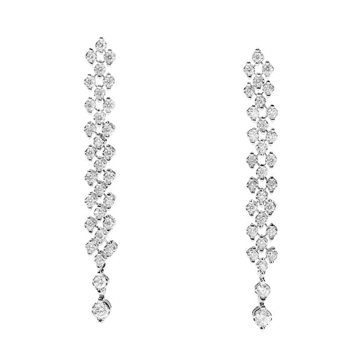 FACE ROUND Drop hinged 5-row earring 18 kt white gold and diamonds 0.90ct