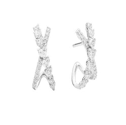 ANNIVERSARY LOVE Incrocio earrings 18 kt white gold, brilliant-cut heart and round shape diamonds