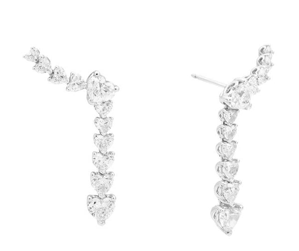 ANNIVERSARY LOVE Graduated drop earrings 18 kt white gold and brilliant-cut heart-shaped diamonds 5.85ct