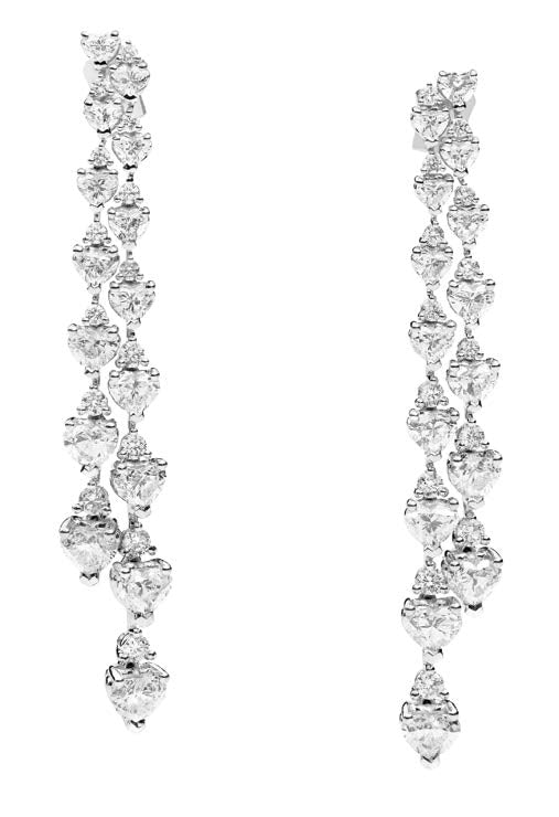 ANNIVERSARY LOVE Drop earrings 18 kt white gold, brilliant-cut heart-shaped and round diamonds