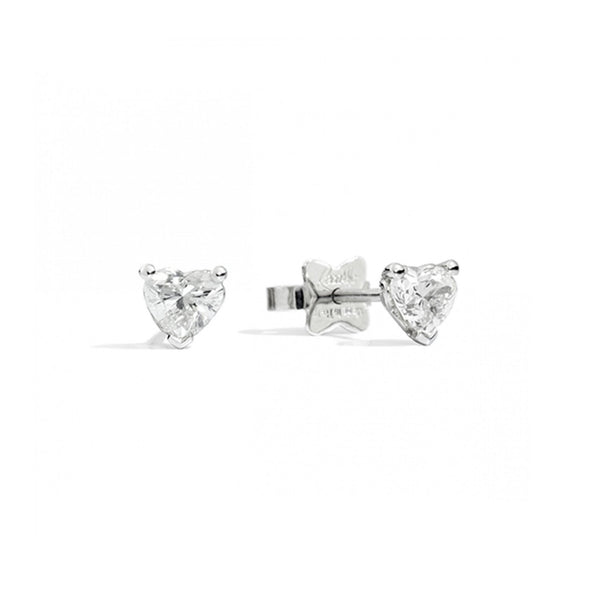 ANNIVERSARY LOVE Diamond stud earrings 18 Kt white gold and brilliant-cut heart-shaped diamonds