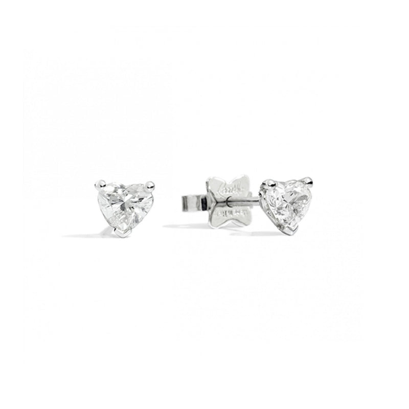 ANNIVERSARY LOVE Diamond stud earrings 18 Kt white gold and brilliant-cut heart-shaped diamonds