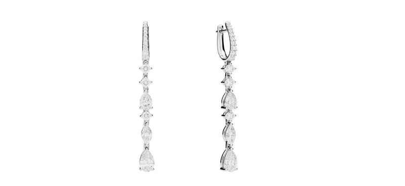 BLUE CARPET drop earrings 18 kt white gold and brillant-cut, pear-cut and navette-cut diamonds 3.67ct