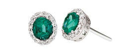 IRIS Coloured earrings 18 Kt white gold, diamonds and oval emeralds