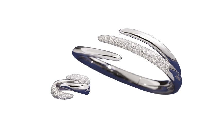 ETERNITY ROYAL Contrarié ring 18 Kt white gold and full pavé diamonds 1.55ct