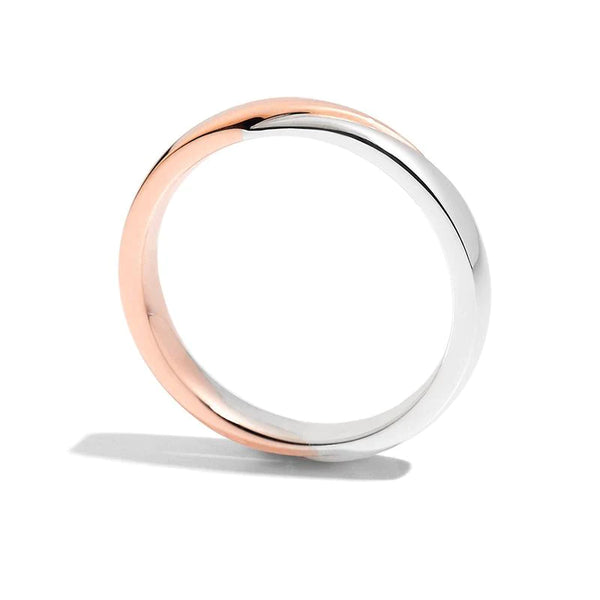 Classic Wedding ring 18 kt white and rose gold and inner diamond 2.95 mm