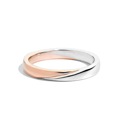 Classic Wedding ring 18 kt white and rose gold and inner diamond 2.95 mm