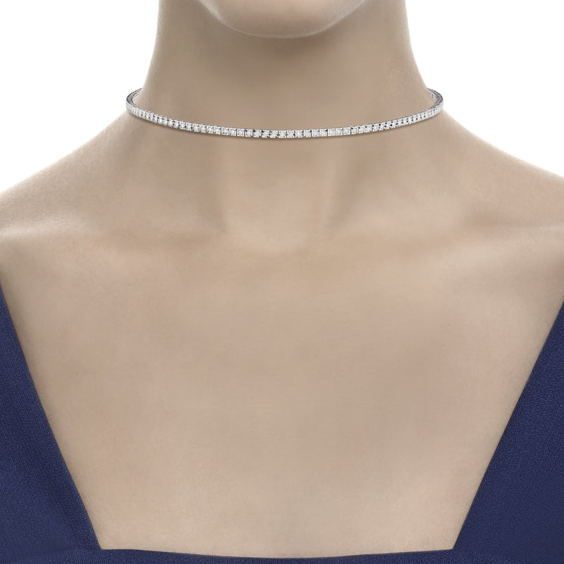 FACE CUBE Tennis choker 18 Kt white gold and diamonds