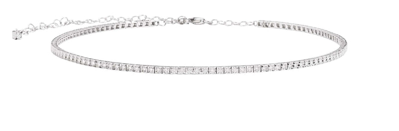 FACE CUBE Tennis choker 18 Kt white gold and diamonds