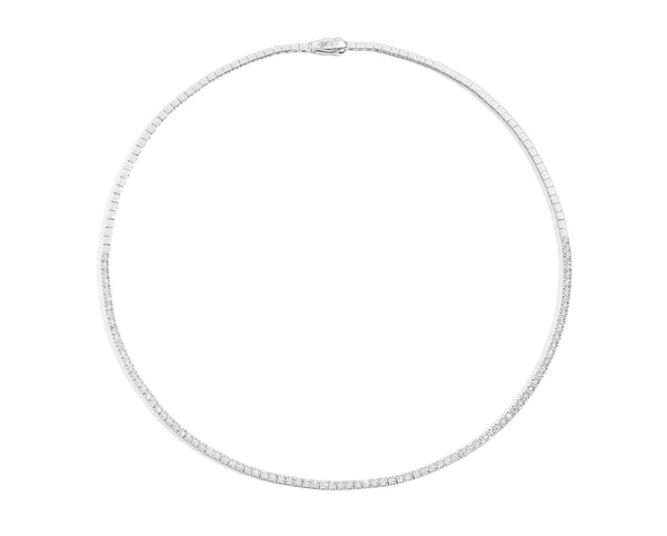 FACE CUBE Half tennis necklace 18 kt white gold and diamonds 1.25ct