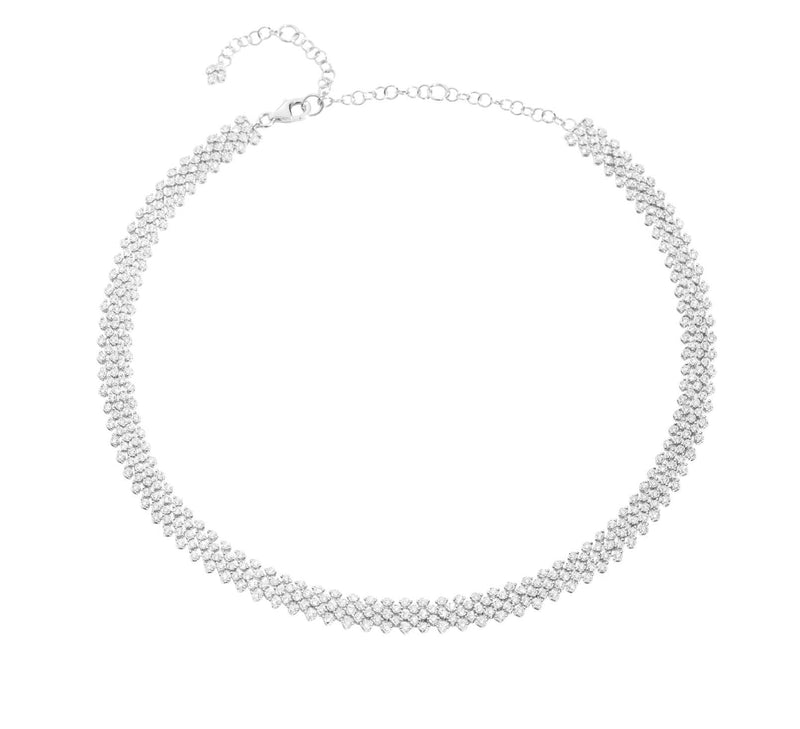 FACE ROUND Hinged 5-row necklace 18 Kt white gold and diamonds 4.90ct