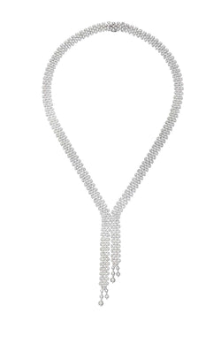 FACE ROUND Hinged 5-row necklace 18 kt white gold and diamonds 8.37ct