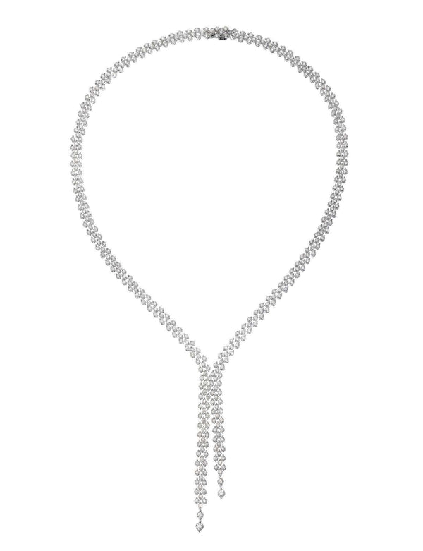 FACE ROUND Hinged 3-row necklace 18 kt white gold and diamonds 4.95ct