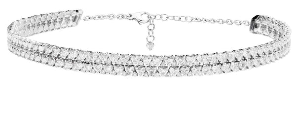 ANNIVERSARY LOVE Choker necklace 18 kt white gold, brilliant-cut heart-shaped and round diamonds