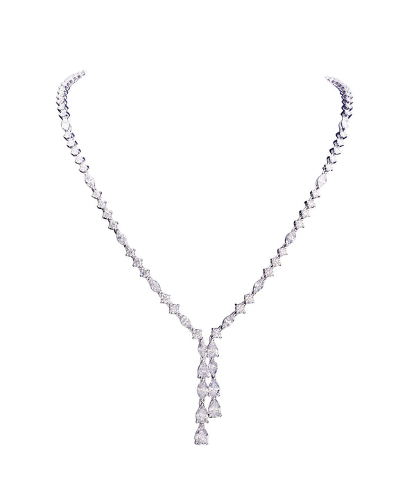 BLUE CARPET diamond necklace 18 kt white gold and brillant-cut, pear-cut and navette-cut diamonds 11.91ct