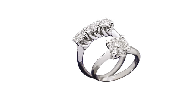 NODO D’AMORE Valentin solitaire ring 18 Kt white gold and diamonds