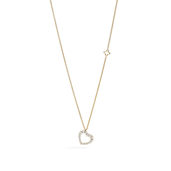 ANNIVERSARY Bezel-set heart shape necklace 18 kt yellow gold and diamonds