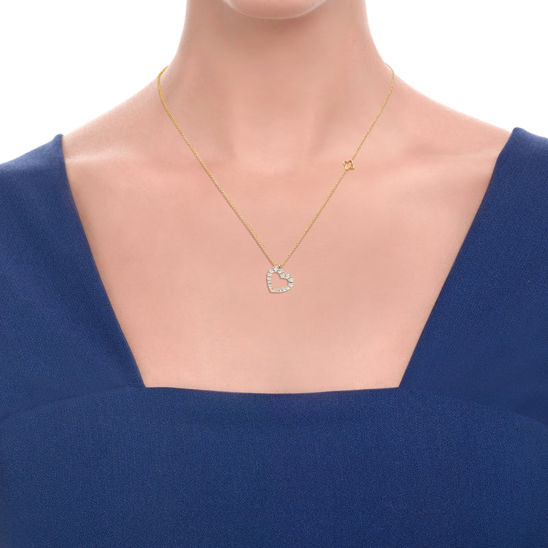 ANNIVERSARY Bezel-set heart shape necklace 18 kt yellow gold and diamonds