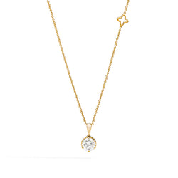 ANNIVERSARY Solitaire six prong necklace, 18 kt yellow gold and diamond